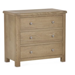 Premium Hudson Limed Oak 3 Drawer Chest - Limed Oak