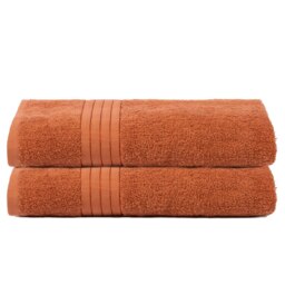 OHS 2 x Luxury 100% Cotton 500GSM Bathroom Bath Sheet Towels, 90x150cm - Burnt Orange