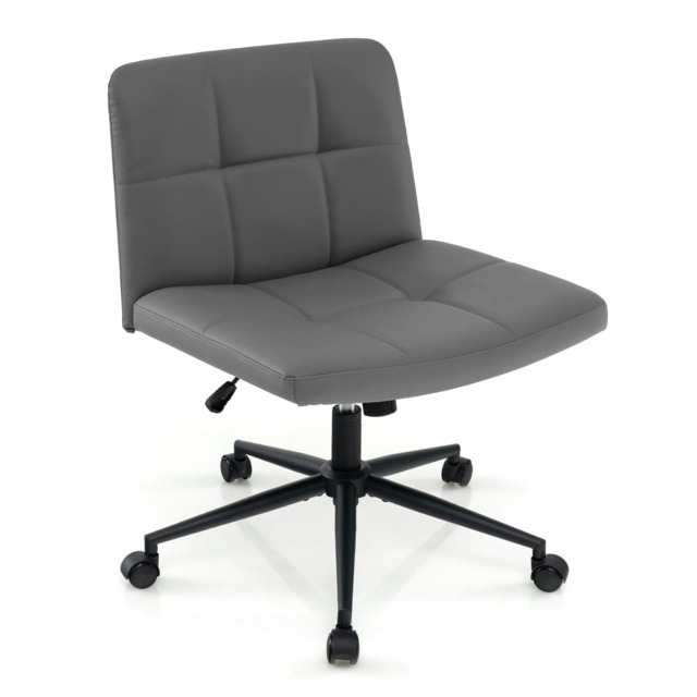 COSTWAY Criss Cross Chair Upholstered Office Chair Grey Grey
