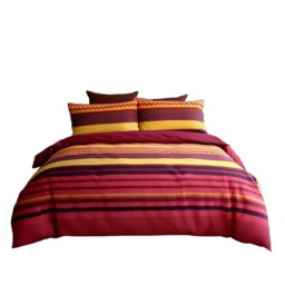 Duvet Cover And Pillowcase Set Red Black Stripe Design Polycotton Bed Linen Red Red Super King