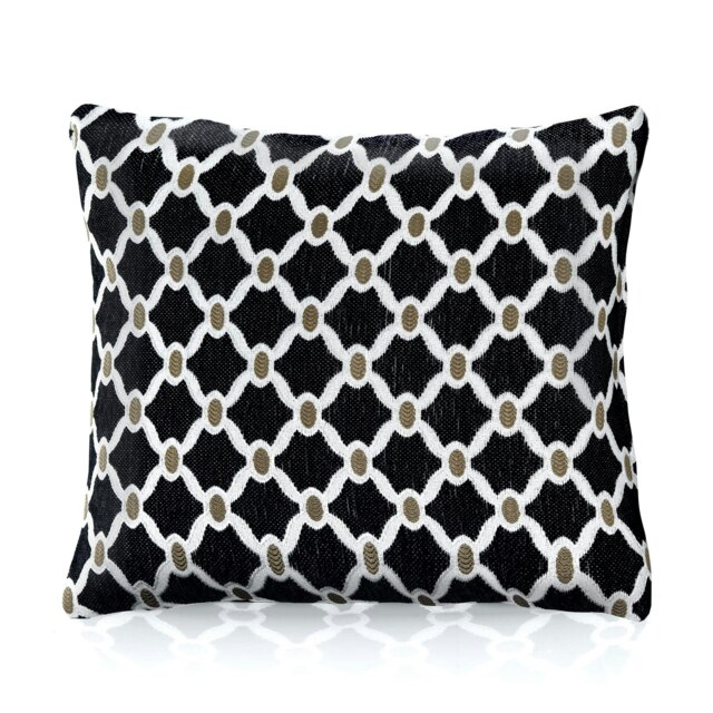 Berkeley Geometric Chenille 45cm x 45cm Black Cushion Set of 4 Black Cream & Beige 45cm x 45cm x 10cm 4