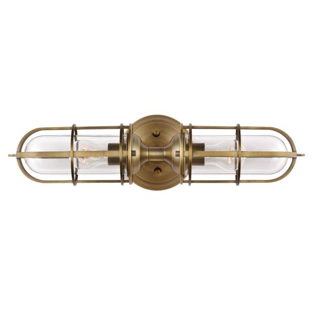 Feiss Urban Restoration 2 Light Wall Light Dark Antique Brass IP44