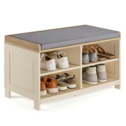 VonHaus Hallway Shoe Storage Bench with Seat Cream