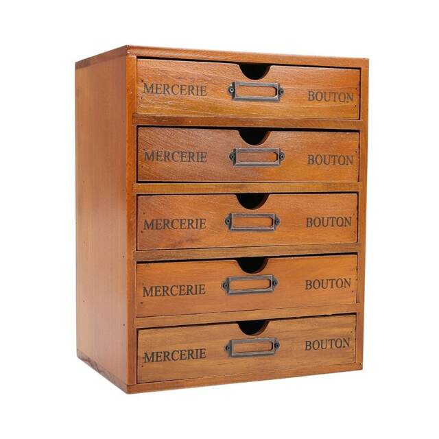 Living and Home Rustic 5-Drawer Wooden Organizer Box - Brown