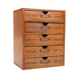 Living and Home Rustic 5-Drawer Wooden Organizer Box - Brown