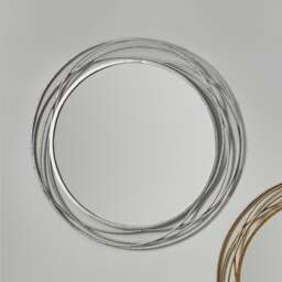 Antique Silver Swirl Frame Modern Round Wall Mirror