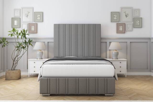 "Sloomy Langston Pewter Dumfries Deep-Sided Bed Frame With 50"" Upholstered Headboard 6' Super King"