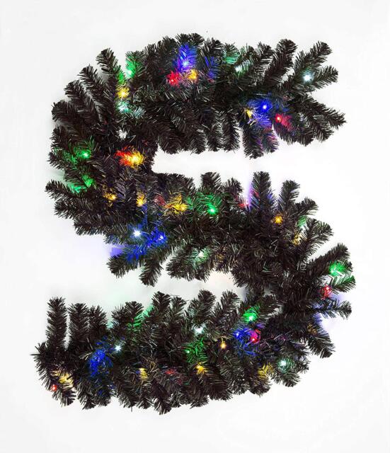 2m Prelit Alaskan Pine Black W/Multicolour Christmas Christmas Garland