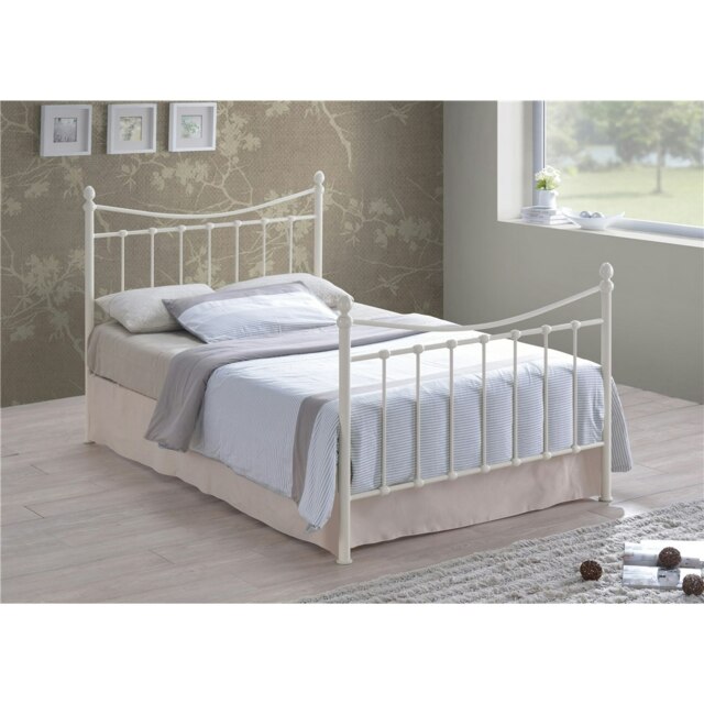 "Polished Black Nickel Finish Metal Bed Frame - Double 4ft 6"""
