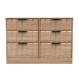 Seattle 6 Drawer Wide Chest of Drawers in Bardolino Oak (Ready Assembled) Brown Bardolino Oak