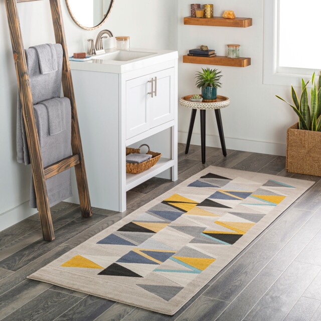 LIVABLISS City-Geometric Rug 80 x 220 cm Yellow Blue Grey Black