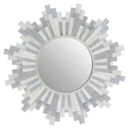 Sunburst Grey and White Wooden Wall Mirror Grey