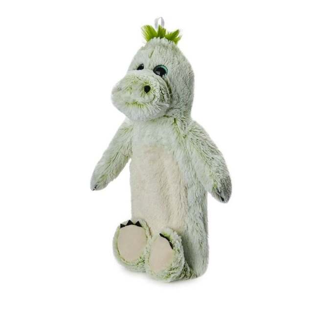Warmies Square Hot Water Bottle With Cosy Cute Plush Removable Marshmallow Dinosaur Cover