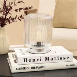 OHS Glass Cordless Table Lamp LED Battery Operated Night Light