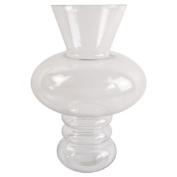 35cm Bubble Clear Glass Vase White 35