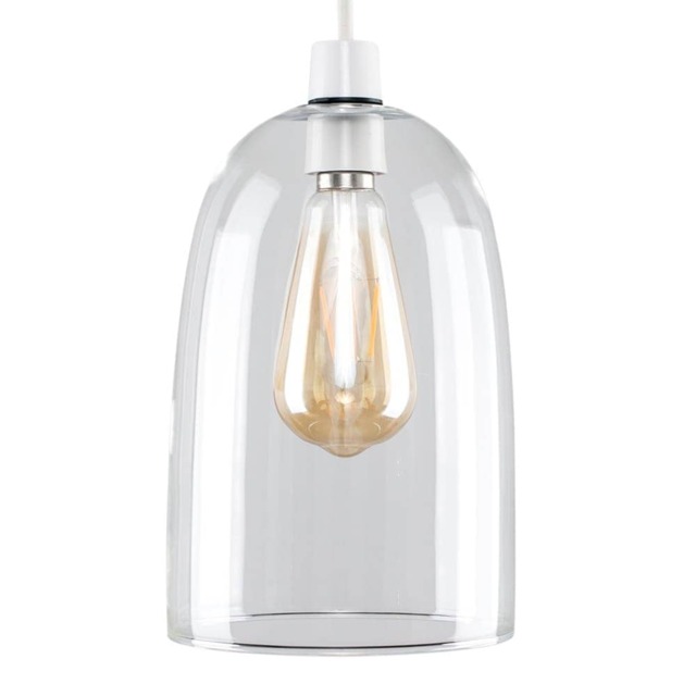 ValueLights Kira Clear Dome Shaped Glass Ceiling Pendant Light Shade Silver