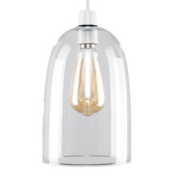 ValueLights Kira Clear Dome Shaped Glass Ceiling Pendant Light Shade Silver