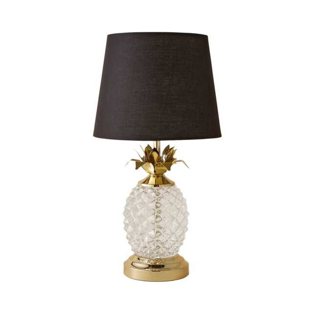 ValueLights Pineapple Gold and Clear Table Lamp Black Shade