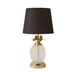 ValueLights Pineapple Gold and Clear Table Lamp Black Shade