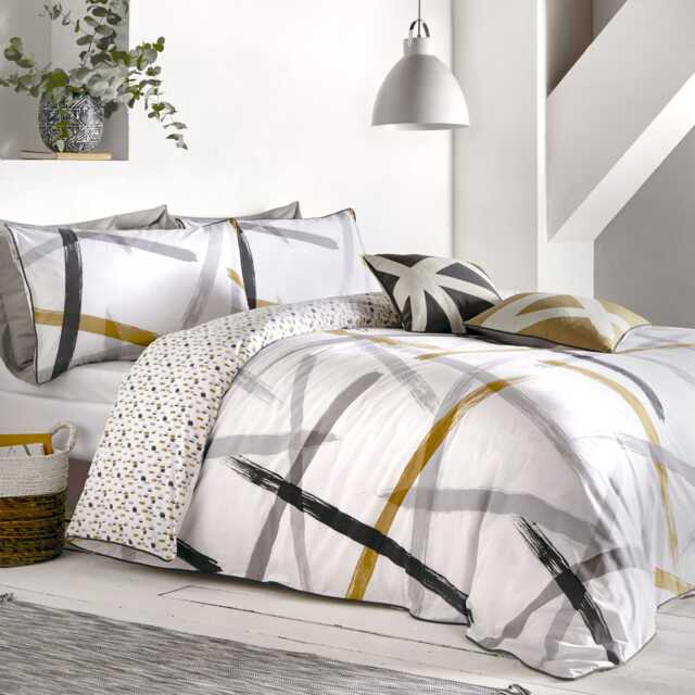 Appletree Leda Duvet Cover Set Grey/Ochre