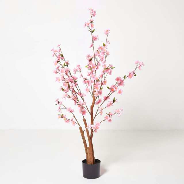 Homescapes Artificial Blossom Tree with Pink Silk Flowers, 130 cm (4’2”)
