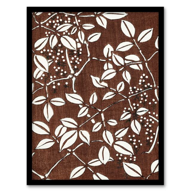 Shin Bijutsukai Framed Wall Art Print Tree Branch and Leaf Pattern Home Décor