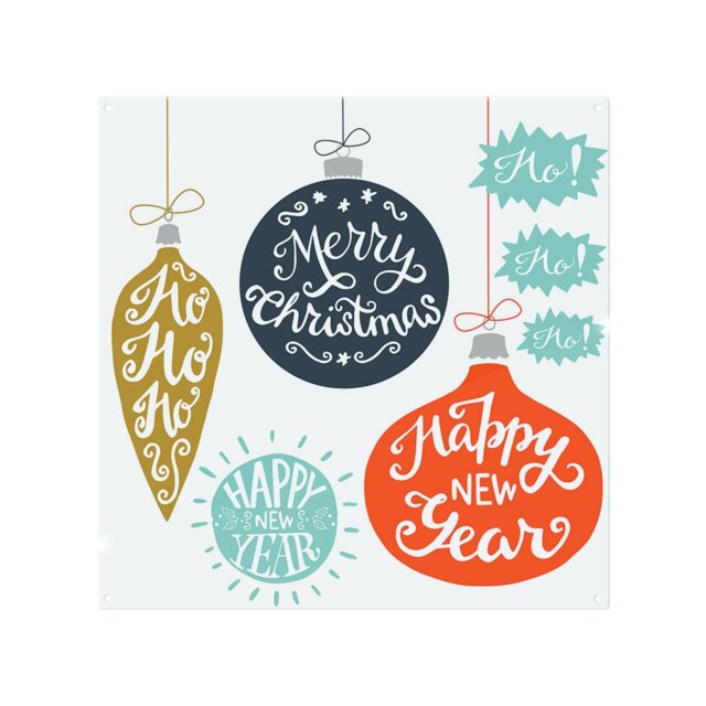 Vintage Christmas Baubles With Merry Christmas Dining Splash Back White