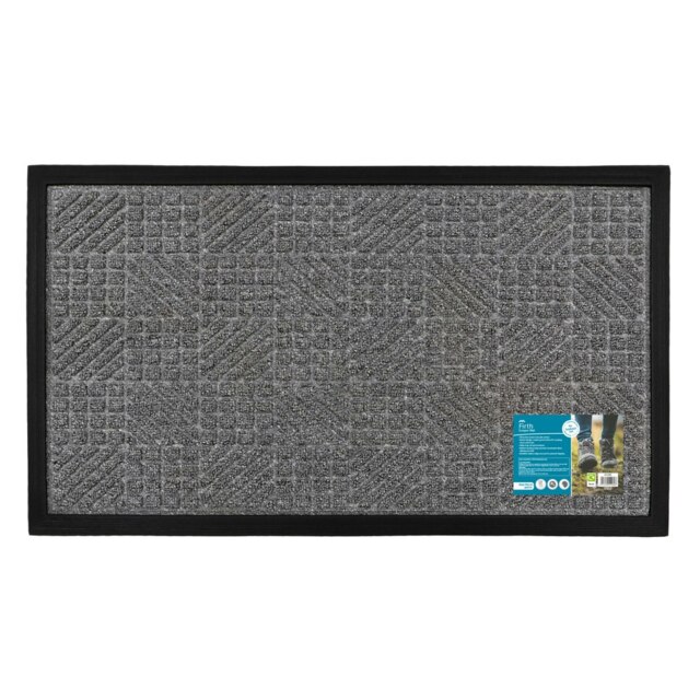 JVL Firth Rubber Doormat 40x70cm, Grey
