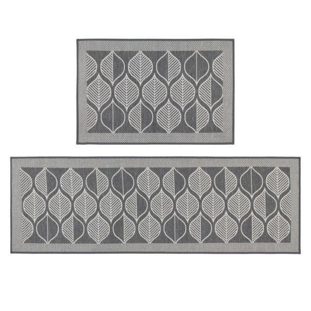 JVL Expression Machine Washable Entrance Doormat and Runner Set - Leaves