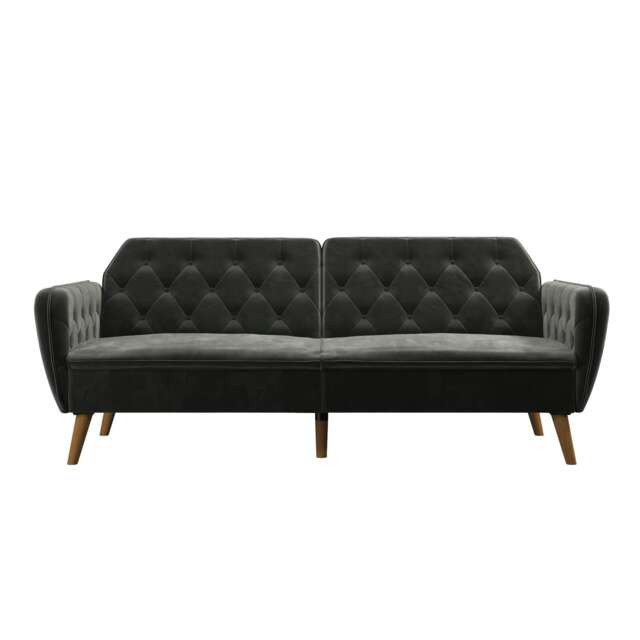 Tallulah Sofa Bed with Memory Foam in Velvet Grey Grey GREY Three Seater