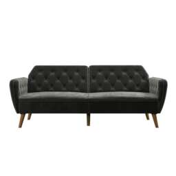 Tallulah Sofa Bed with Memory Foam in Velvet Grey Grey GREY Three Seater