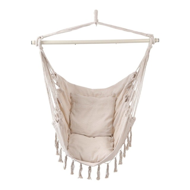Living and Home Garden Hanging Canvas Hammock Swing Chair, White