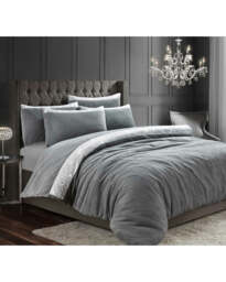 Velosso Beaux Shimmer Teddy Fluffy and Warm Fleece Duvet Cover Set Silver Silver Single