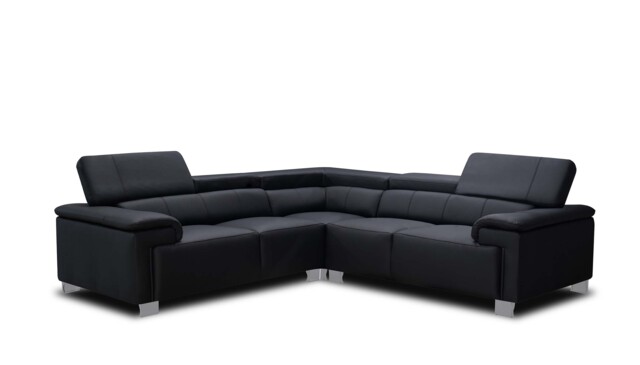 Genuine Leather Black 2C2 Corner Sofa LIVORNO