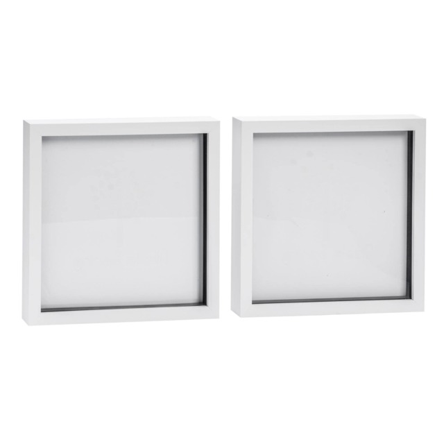 "Nicola Spring 10 x 10"" Photo Frames - White - 3D Photo Frame Picture Frame Box Portrait Display Case (53 x 53cm) Set of 2"