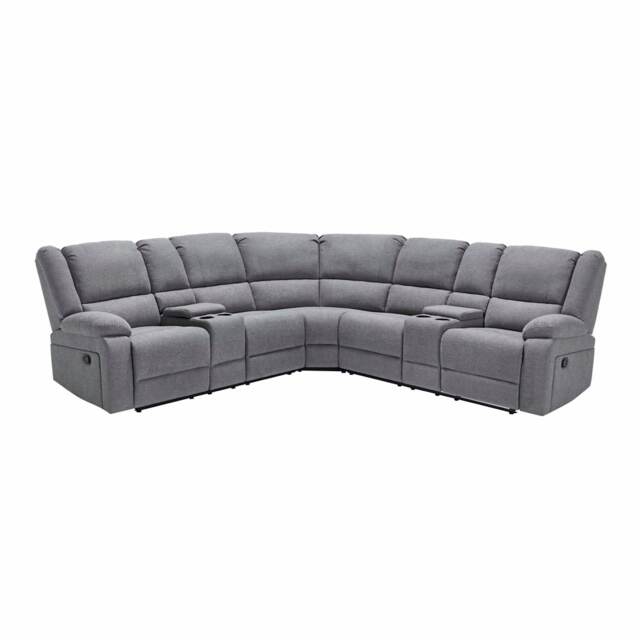 Praga 5 Seater Manual Recliner Corner Sofa Grey Dark Grey Five Plus Seater
