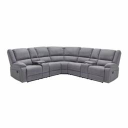 Praga 5 Seater Manual Recliner Corner Sofa Grey Dark Grey Five Plus Seater
