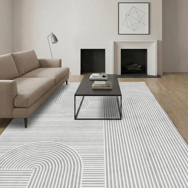 Short Pile Rectangular Swirl Pattern Rug 80x150cm
