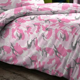 Velosso Camouflage Printed Cotton Blend Duvet Cover and Pillowcase Set Pink Double