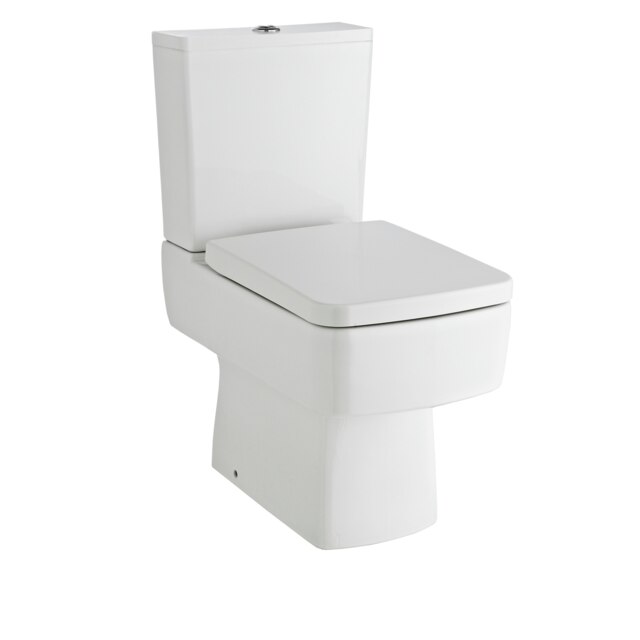 Modern Compact Semi Flush to Wall Pan and Cistern WC Toilet (No Seat), 800mm x 355mm, White