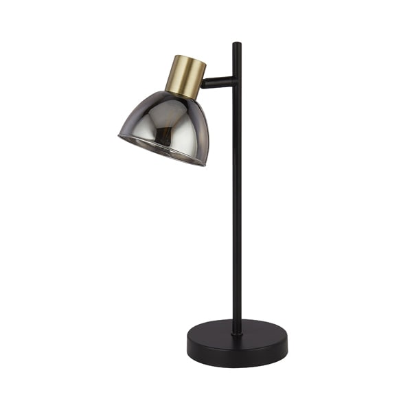 Elisa Smoked Glass and Brass Table Lamp