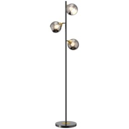 HOMCOM 3Light Floor Lamp for Living Room with Glass Global Lampshade, Modern Standing Lamp for Bedroom, Bulb not Included, Grey