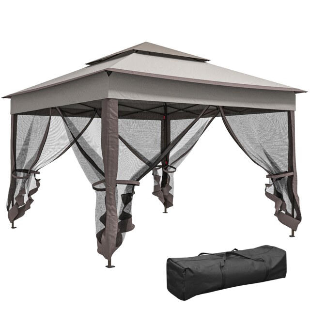 Outsunny Garden Folding Tent Heavy Duty Pop Up Gazebo for Party Light Grey Grey Light Grey