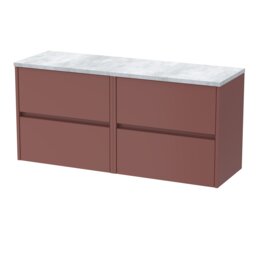 Balterley Chartley 4 Drawer Vanity Unit with Bellato Worktop, 1200mm, Smoked Red