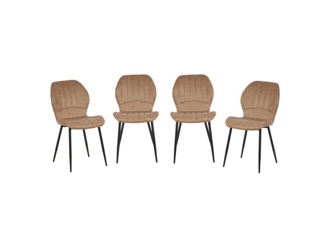 Jaydn Distressed Leather Comfort Dining Chairs - Set of 4 - Brown Brown