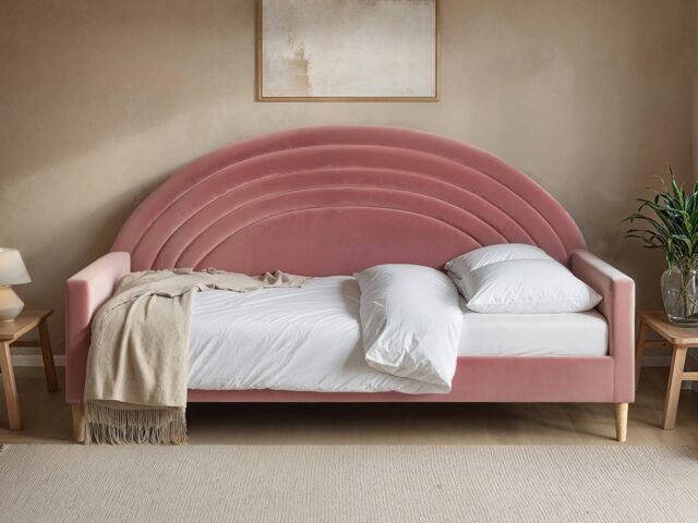 Flair Noa Rainbow Day Bed Pink Velvet