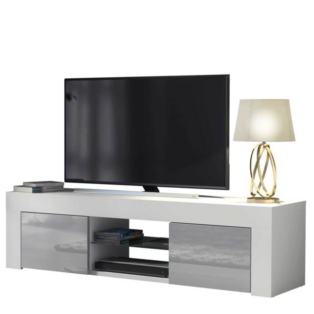 TV Unit TV Stand White Grey High Gloss Media Console Sideboard Storage Cabinet 130cm