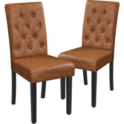 Yaheetech Set of 2 Button Tufted Faux Leather Dining Chairs