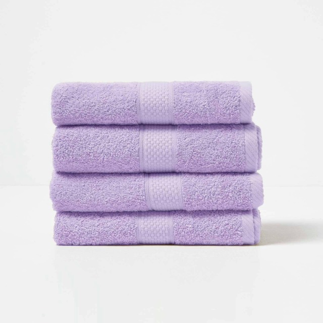 Homescapes Turkish Cotton Hand Towel Set of 4 - Lilac Purple Hand towel 4