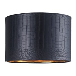 "Modern Black Croc Design Faux Leather 12"" Lamp Shade with Shiny Gold Inner Black Black 1"